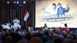 Menteri Pertahanan, Prabowo Subianto Menghadiri forum silaturahmi 'Sarapan Bareng 1000 Guru Ngaji Se-DIY' di Prima SR Hotel and Convention, Kabupaten Sleman. (Dok. Tim Media Prabowo Subianto)  