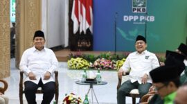 Prabowo Subianto berkunjung ke kantor Dewan Pengurus Pusat (DPP) Partai Kebangkitan Bangsa (PKB) usai keputusan penetapan sebagai presiden terpilih 2024 di KPU, Jakarta, Rabu (24/4/2024). (Dok. Tim Media Prabowo Subianto)