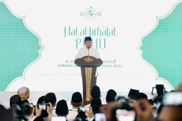 Presiden terpilih periode 2024-2029 Prabowo Subianto Menghadiri Halal Bihalal PBNU 1445 H yang dihelat di Gedung Pusat PBNU. (Dok. Tim Media Prabowo)  