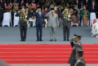 Prabowo Subinto hadir HUT Bhayangkara ke-78 yang digelar di Monas, Jakarta, Senin (1/7/2024), yang dibuka oleh Presiden RI Joko Widodo dan dihadiri masyarakat. (Dok Tim Media Prabowo)