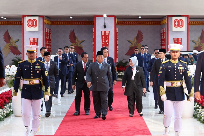 Presiden Prabowo menyampaikan pidato RAPBN 2026 dengan target APBN sehat tanpa defisit. (Dok. Tim Media Prabowo)  